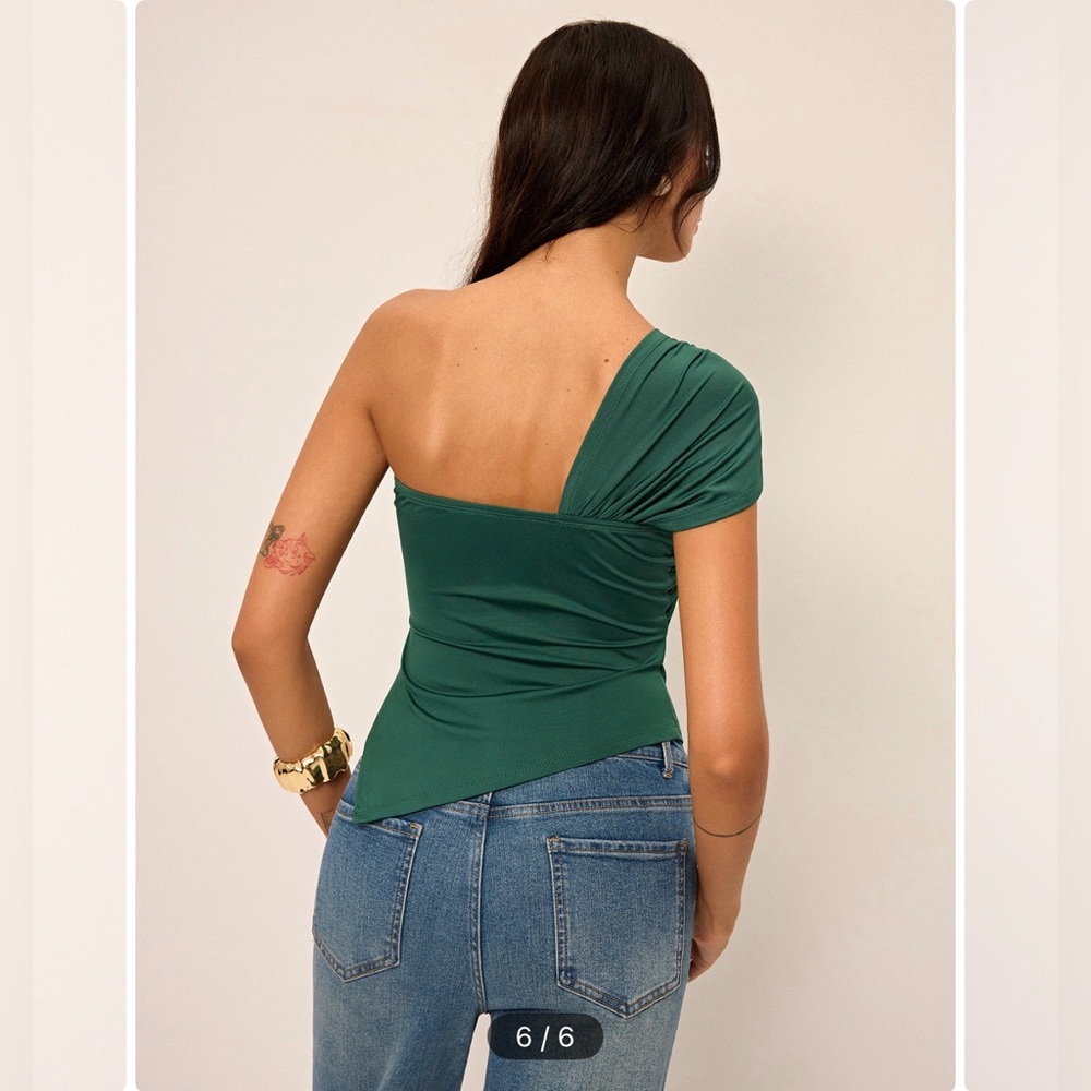 Commense One Shoulder Top with Drape Detail - Picture 4 of 6